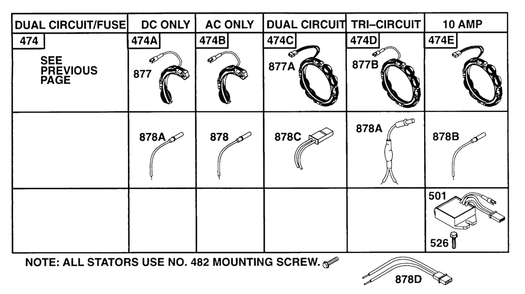 Alternator Chart Diagram and Parts List for 252412-0745-XX  Briggs and Stratton Engine